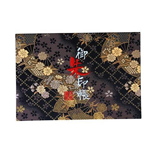 千糸繍院 御朱印帳WM【煤扇桜】西陣織 金襴装丁/刺繍文字 蛇腹式48ページ 見開き中判