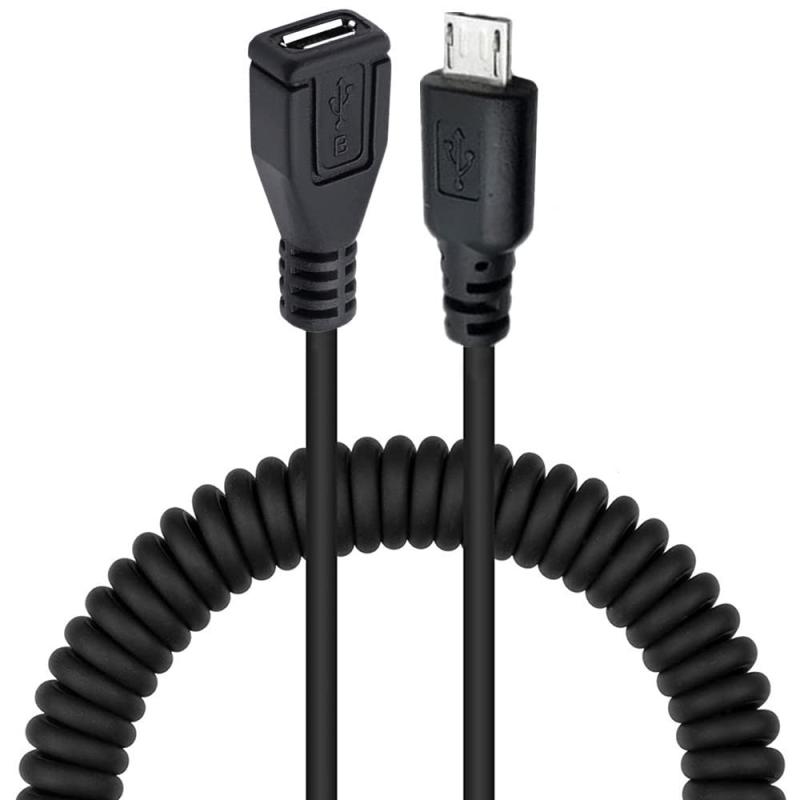 ViViSun USB2.0-micro延長ケーブル micro to micro 延長ケーブル オスtoメス L型 90°方向変換ケーブル データ転送&amp;充電対応 伸縮調節可能