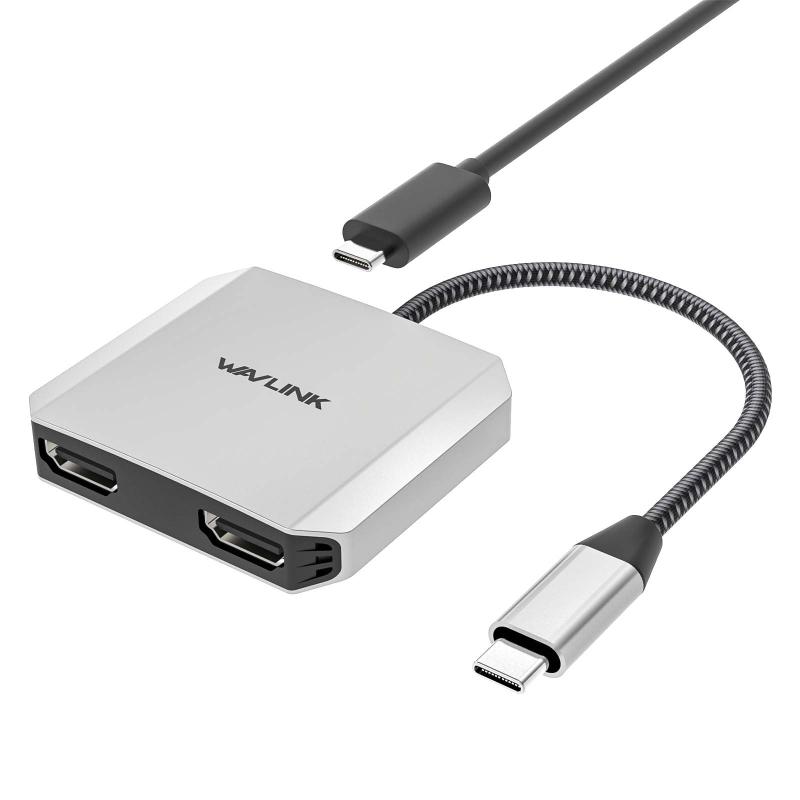 WAVLINK USB type-C-デュアル HDMI アダプター 4Kミニドッキングステーション/2x4K＠30Hz /1x4K60Hz MacBook Pro 2019/iPad Pro 2020/D..