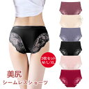 ショーツ レース レディース シームレス パンツ 3枚セット 可愛い ビキニ セクシー レース インナー 下着 高通気性 綿 肌着 伸縮性 パンツ 消臭 抗菌 女性用 コットン 美尻効果 優しい肌触り 無縫製 響かない 蒸れない 締め付けない ノーライン おしゃれ レース パンティー