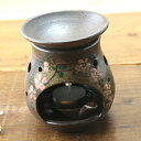 【益子焼】 癒やしの茶香炉セットNEW アロマポット 陶器 炭化焼 さくら桜模様 穴ランダム(本体1個・上皿1枚・中皿1枚・ろうそく5個・説明書付き)