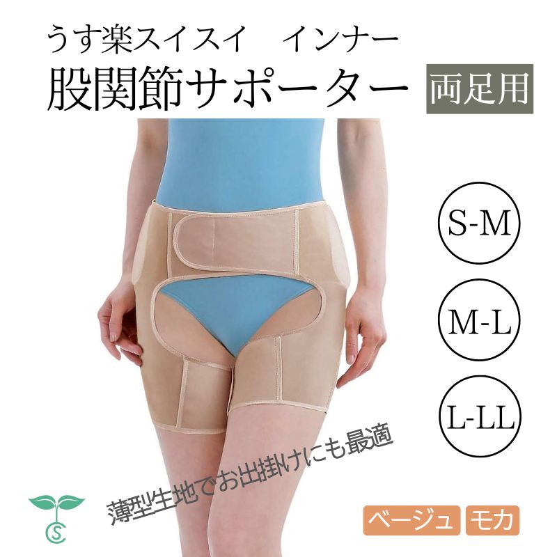うす楽スイスイ インナー股関節サポーター【 両足用 】 右兼用 S~M M～L L～LL ベージュ 男女兼用 股関節ベルト ゆうパケット 送料無料