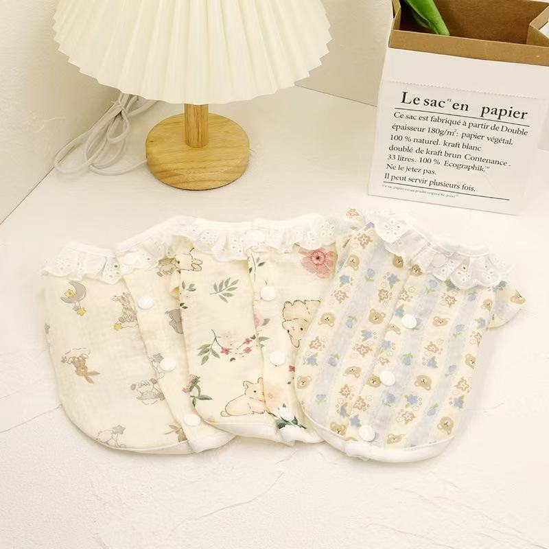 【新作入荷♪】犬 夏服 犬服 小型犬 背中開き 着せやすい フリル襟 レース 犬の服 ...