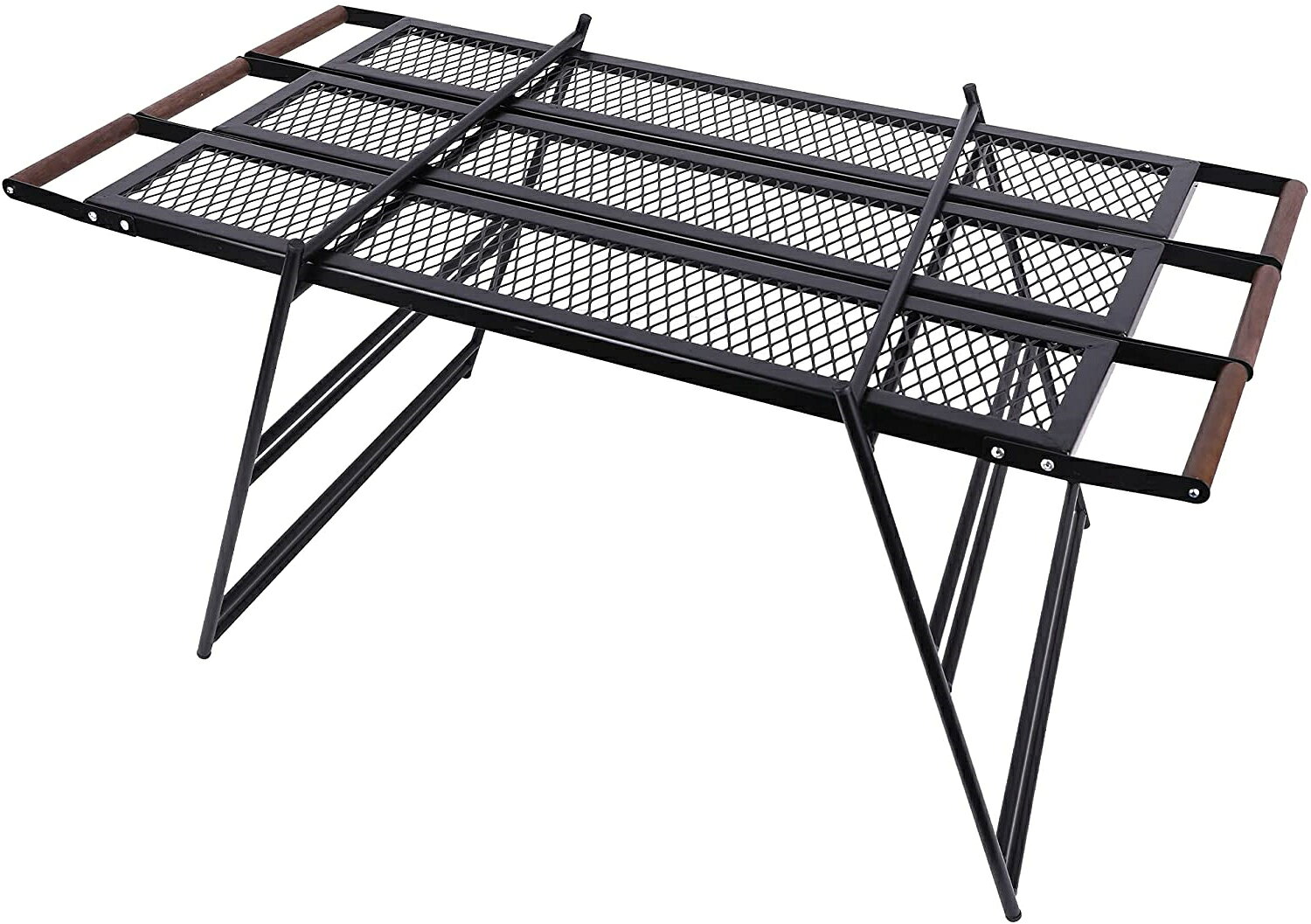[Free Shipping] YOLER Mesh Table Bonfire Table Outdoor Table Picnic Table Cooker Stand with Wooden Handle Direct Fire Available Low Type Height Adjustable Free Union Large Gotoku With Dedicated Storage Case YR-MT098