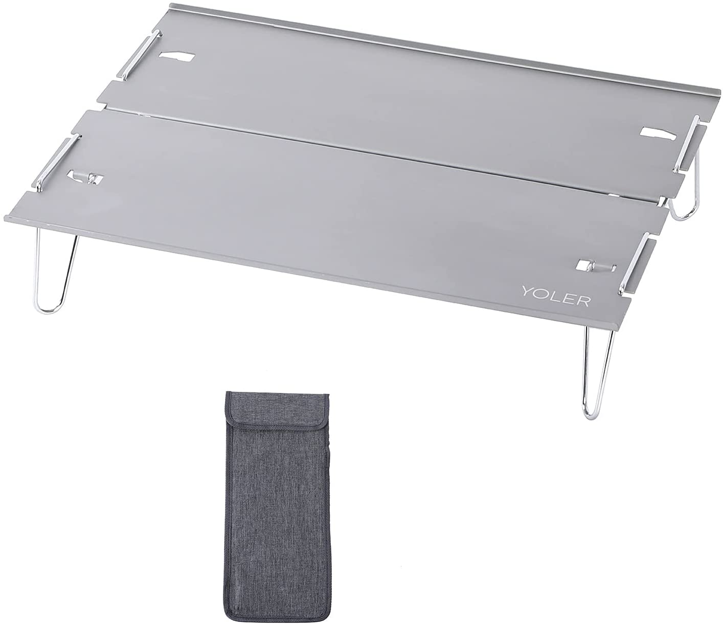 [Free Shipping] YOLER Mini Low Table Outdoor Table Folded Stainless Steel Aluminum Width 350 x Depth 260 x Height 80 mm Ultralight 400 g With Compact Storage Case Two Colors (Black / Silver) YR-MAT001