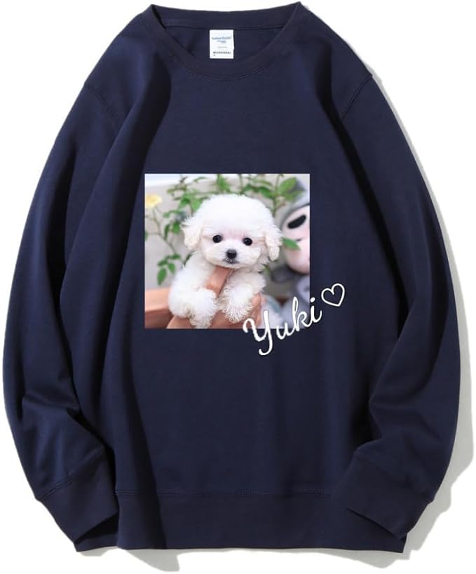 ペット 写真プリント 長袖 トレーナー オリジナルト プリント レーナー 猫 犬 写真入り おしゃれ 男女兼用 チームオーダー 動物 オーダーメイド ギフト プレゼント 誕生日 記念日 贈り物 1 枚からOK