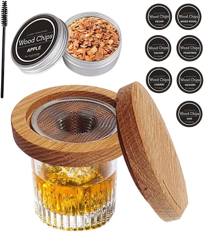 カクテルスモーカーキット スモーカー スモークヘッド 燻製 ワインスモーカー カクテルスモーカーセット ウィスキー インフューザー スモーカー原木使用 8種類の...