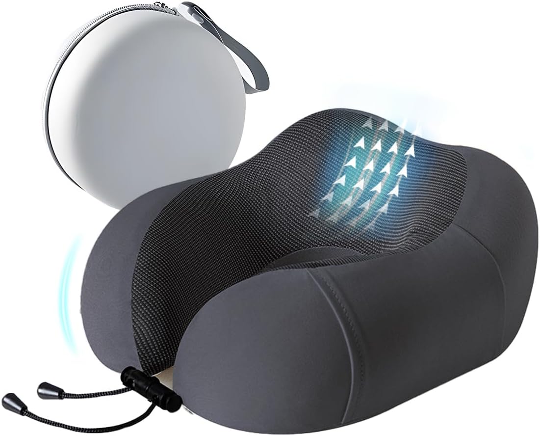 ネックピロー 飛行機 携帯枕 快適グッズ 軽量 低反発 高密度メモリーフォーム 疲労を軽減 人間工学 首元にフィット 通気性に 素材 旅行用 車 夜行深夜バス 新幹線 ソファ 椅子 昼寝 便利グッズ 首枕