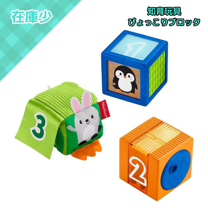 フィッシャープライス 感覚を育てよう ぴょっこりブロック どうぶつ 知育玩具 ベビー おもちゃ 6カ月頃から 3個セット 積み木 しかけ ブロック 音が鳴る 木製パーツ 指先遊び 感覚遊び 出産祝い 誕生日ギフト プレゼント 男女兼用