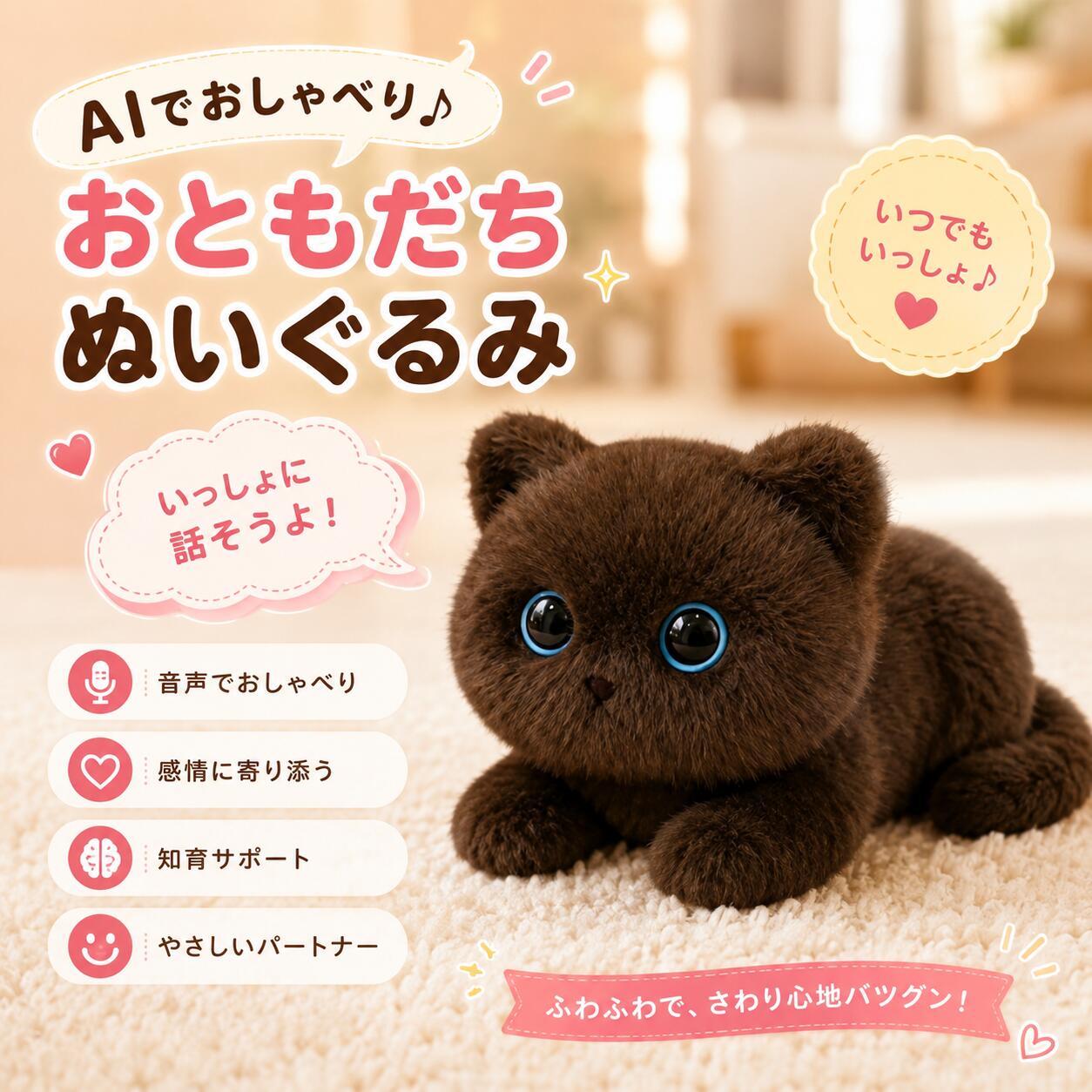 【最新 AIペット】【月額無料★2026最新款】猫 AIロボット AIペット 電子ペット しゃべる ぬいぐるみ aiぬいぐるみ おもちゃ 知育玩具 英語 学習 癒しグッズ プレゼント 子供 誕生日 クリスマス ChatGPT対応 スマホ連動 次世代AIペット しゃべる 66言語対応 一人暮ら 大人
