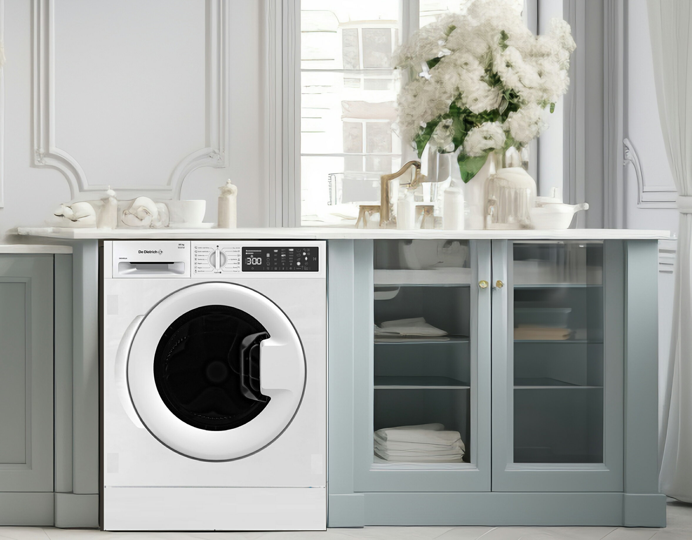 ビルトイン専用洗濯乾燥機 De Dietrich(ディートリッヒ) 【DWD485QJA】 洗濯8kg/乾燥5kg 高さ817mm 「衛生」洗浄モード搭載 除菌 ウイルス除去 ヨーロッパ家電 白物家電 ホワイト デザイン家電 ビルトイン家電 メーカーお取り寄せ