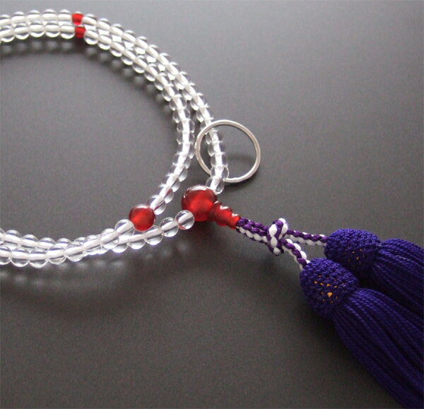 曹洞宗用数珠 八寸 水晶 瑪瑙仕立　紫房