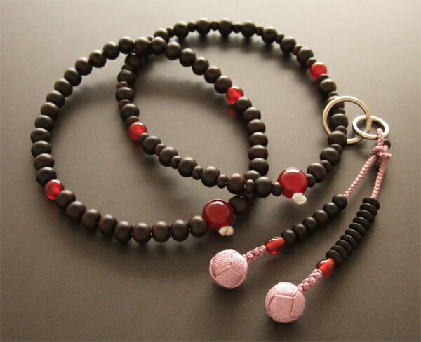 浄土宗・時宗用数珠八寸縞黒檀瑪瑙仕...