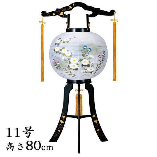 お盆 提灯 廻転灯あかり11号銀杏蒔絵11号・和紙張り お盆 提灯 廻転灯あかり11号銀杏蒔絵11号・和紙張り