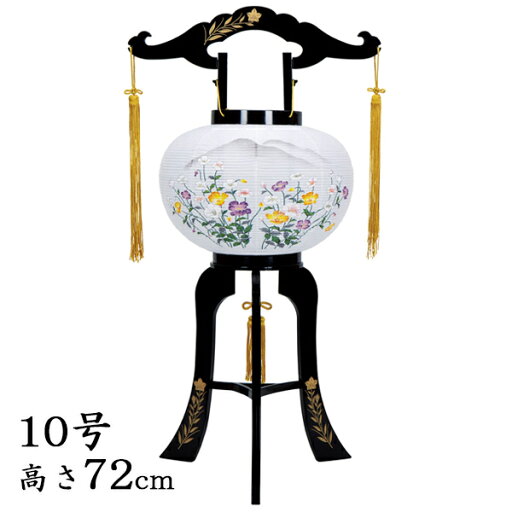 お盆 提灯 廻転灯桔梗蒔絵10号 手描き絵 お盆 提灯 廻転灯桔梗蒔絵10号 手描き絵