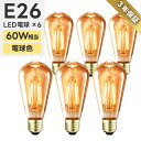 LED電球 E26口金 6個セット 【選べる特典付】 フィラメント電球 60W形相当 電球色 茶色 6W エジソン電球 レトロ アンティーク ビンテージ おしゃ...