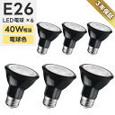 【選べる特典付】 【6個セット】 LED電球 スポットライト E26口金 ビーム電球 電球色 ハロゲン電球 40W相当 6W PAR20 調光器非対応 ビームランプ形 ビーム球 看板用ライト 防犯灯 スポット照明 屋内 LED 高輝度 長寿命 節電 玄関 階段 廊下 店舗デザイン 新生活 省エネ 黒