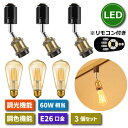 【選べる特典付】 ダクトレールライト ペンダントライト 3灯セット E26口金 LED電球付き 調光調色 エジソン電球 60W形相当 昼光色 昼白色 電球色 常...