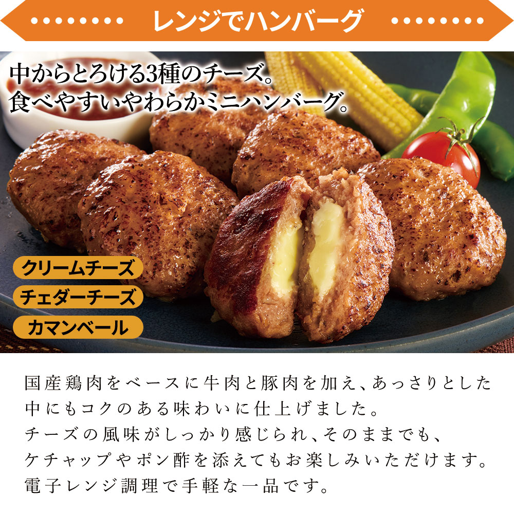 お取り寄せグルメ 3種のチーズ入り ハンバーグ 750g×1パック 温めるだけ レンジ調理 柔らか ジューシー お弁当 惣菜 お取り寄せ グルメ ご飯のお供 ごはんのおとも 予約 食べ物 実用的 人気 おかず おつまみ おやつ yonekyu-10003433 感動を創る 米久 サンプル画像2