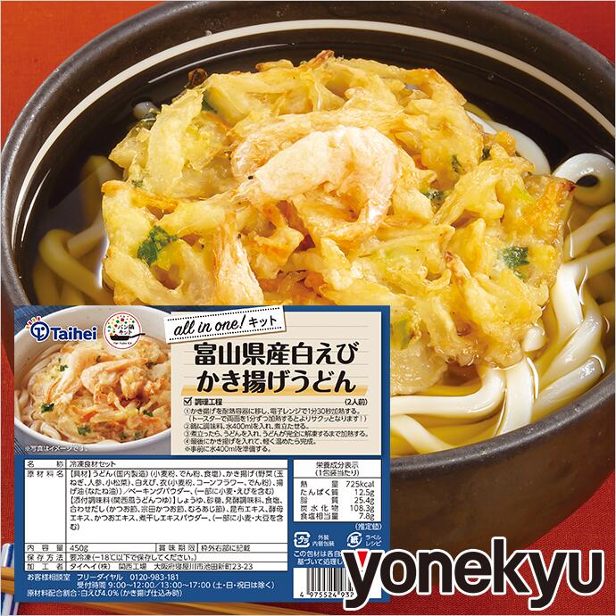 富山県産白えび かき揚げうどん　2人前 セット 讃岐うどん 讃岐 さぬき うどん 冷凍 冷凍うどん うどんだし うどんつゆ 関西風 かき揚げ 国産野菜 海老 えび エビ 白えび お取り寄せグルメ お取り寄せ グルメ お取り寄せうどん 個包装 冷凍食品 食べ物のサムネイル