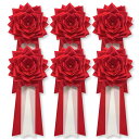YONEOKA RIBBON リボン記章 ( 徽章 胸章 ) 特大リボンバラ タレ付き 6個セット 4色 赤 白 ピンク 黄