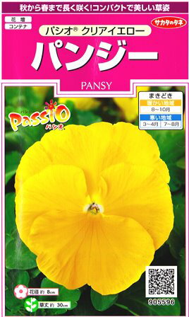 【パンジー】パシオ　クリアイエロー【サカタのタネ】（0.1ml）【耐寒性一年草】[秋まき]905596