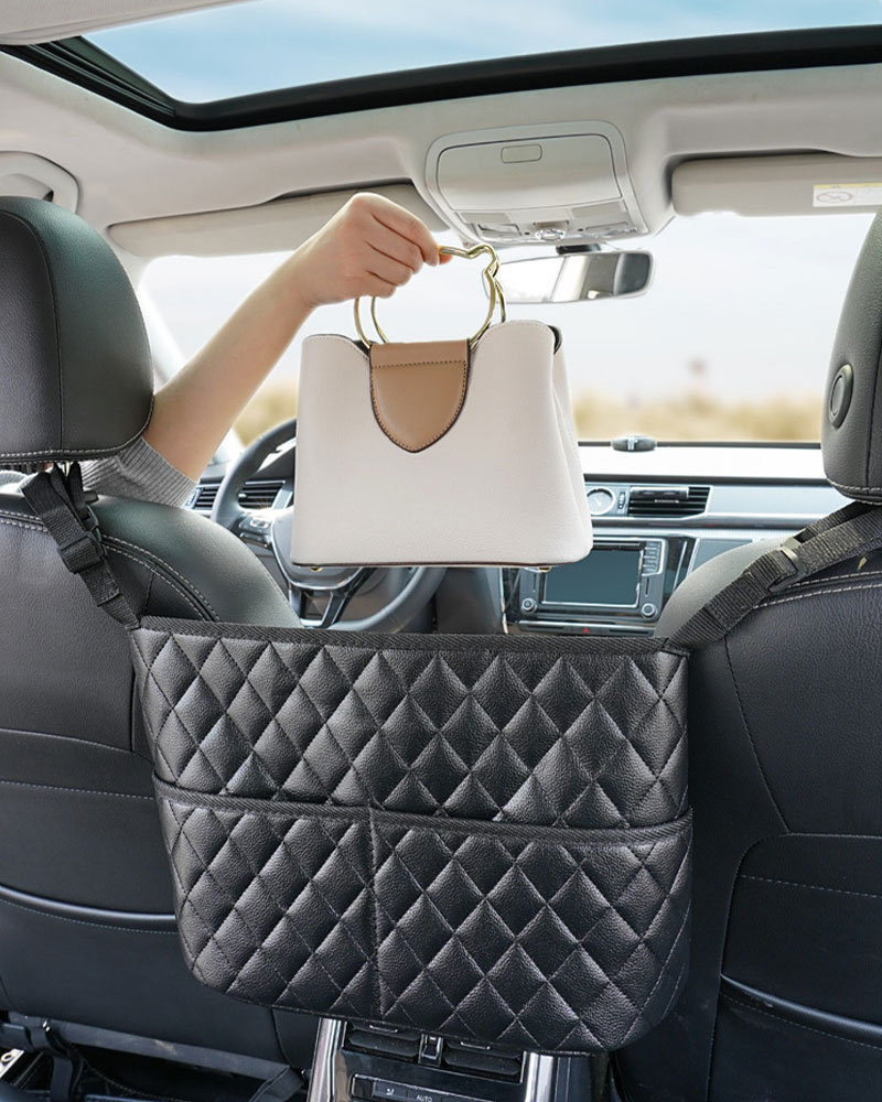 【20%OFFクーポン】車 収納バッグ カバンホルダー 撥水加工 汚れ・傷に強い 省スペース 大容量 取り付けが簡単チェック荷物収納 シートバッグ ドリンク 前部座席用 機能 カー用品 小物収納 多機能 便利グッズ 隙間埋め 簡単取付 後部座席 父の日 ギフトにもおすすめ! [2]