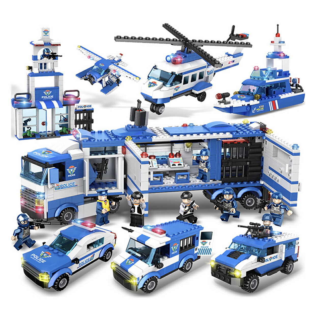 ビルディングブロック ヘリコプター 警察おもちゃ LEGO交換品 ビルディングブロック シティポリス ブロックおもちゃ 積み木 パトカーおもちゃ 警察車両 知育玩具 戦闘車両 DIY模型 6歳男の子おもちゃ