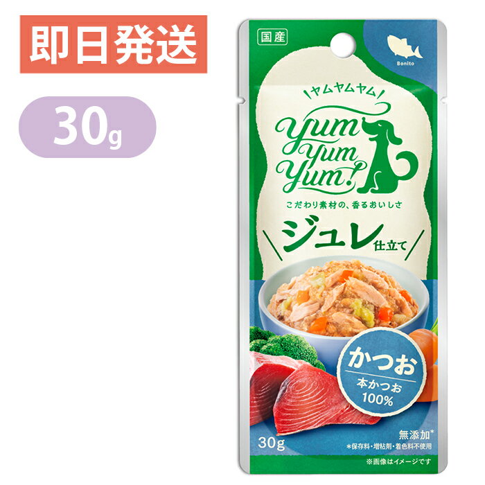 ヤムヤムヤム ジュレ仕立て かつお 30g yum yum yum！ 国産 無添加 ドッグフード ウェットフード