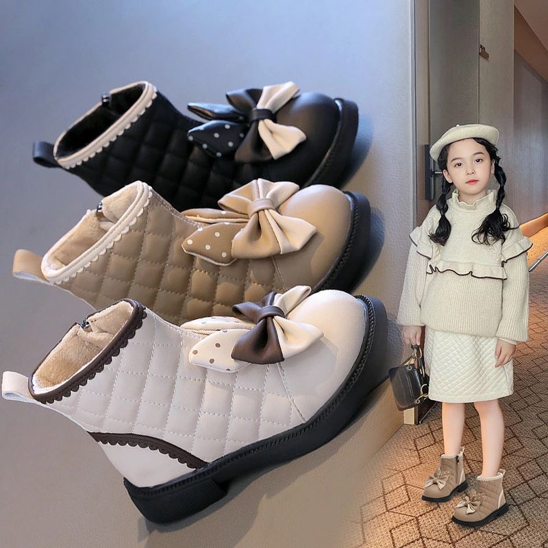 子供ブーツ キッズ 女の子 男の子 ブーツ 裏起毛 秋冬 シューズ蝶結び 子供 靴お姫様 ジュニア ショートブーツ フォーマル靴 入学式 卒