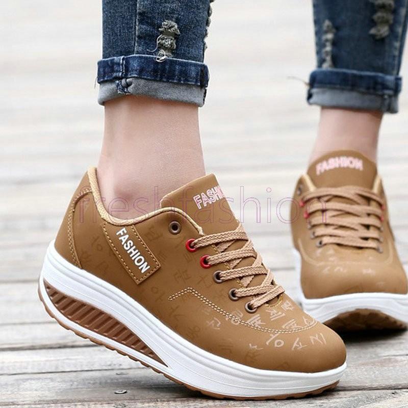 お出かけ 運動靴 レースアップシューズ スニーカー 厚底 ダイエット 女性 キャンプ ウォーキング スポ..