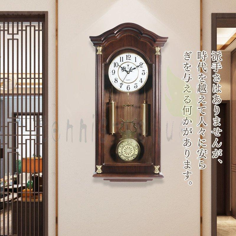 壁掛け時計北欧　アンティーク時計　古時計　壁時計おしゃれ　浮き彫り　木の温もりを感じる振り子時計　天然木　柱時計　掛け時計 イン(4)