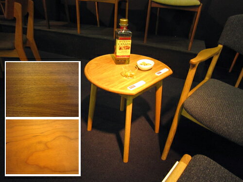 【期間限定値下げ】 ユーロ サイドテーブル 55 4本脚(半円タイプ) ウォールナット・ブラックチェリー材 送料無料 シキファニチア 北欧 国産 家具のよろこび 【店頭受取対応商品】