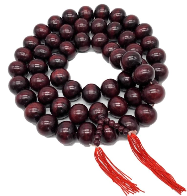 [deaizaka.biz] 大きな数珠の首飾り 数珠ネックレス 特大 大玉 直径3cm 54珠 長さ130cm 濃赤紫色 木製 ..