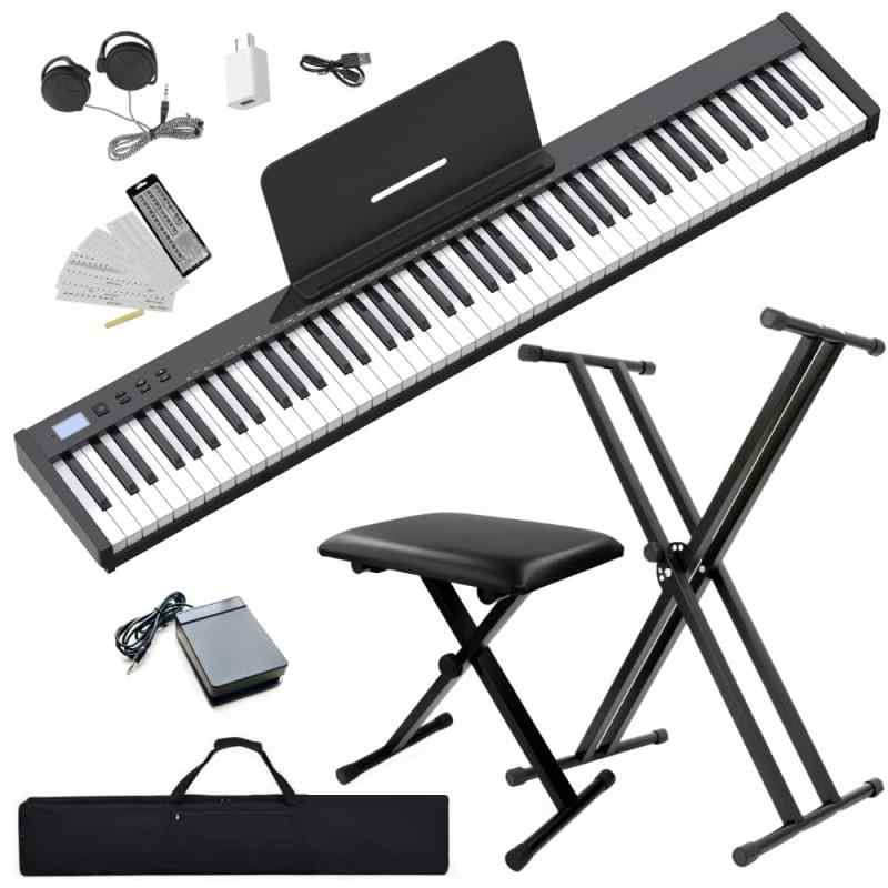 【電子ピアノセット】ニコマク NikoMaku 電子ピアノ 88鍵盤 SWAN-S スタンド付き 椅子付き セット 日本語表記 MIDI対応 コンパクト 軽量 二つステレオスピーカ スリムデザイン 充電型 初心者 ソフ
