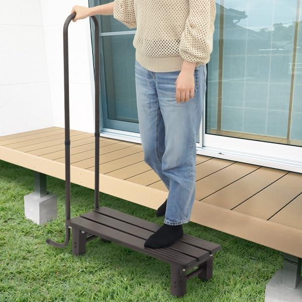 iimono117 手すり付き踏み台 アルミ製 玄関台 ステップ台 手すり 玄関 玄関ステップ 軽量 昇降補助 段..