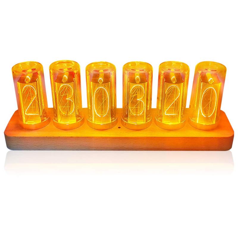 EGAOJP 目覚まし時計 レトロ ニキシー時計 デジタル ジクシー 時計 6桁LED 置き時計 贈り物 クリスマス プレゼント LEDデジタル木製置時計(3)