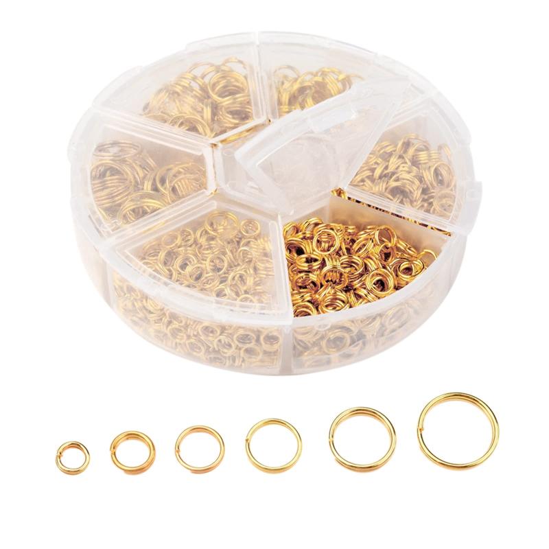 二重丸カン 4-10mm 6種 ジャンプリング 金具 基礎パーツ キーホルダー パーツ スプリットキーリング 鉄製 DIY用 クラフト用品 ブレスレット ネック...