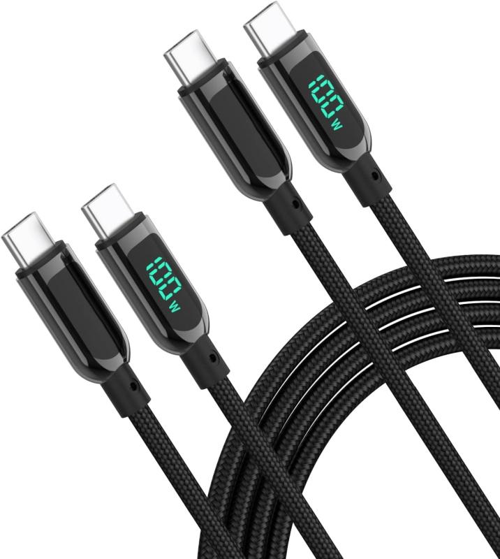 首佩 LEDディスプレイ高耐久ナイロン USB-C & USB-C ケーブル 100W PD対応 MacBook Pro/Air iPad Pro iPad Air 4 Galaxy S20 Pixel LG 対応