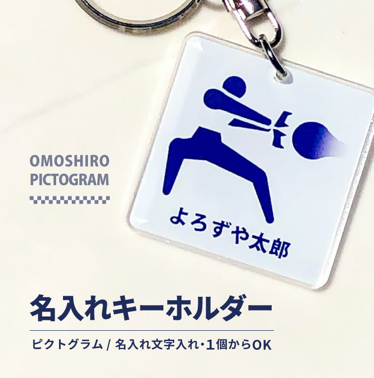 【名前 名入れ】ネームプレート キーホルダー (正方形 ピクトグラム)《父の日 2024 おしゃれ グッズ ゴルフ ネームタグ オリジナル バッグタグ 作成 おもしろ メッセージ 名前入れ 七五三 プレゼント ギフト 記念品 土産 推し活》