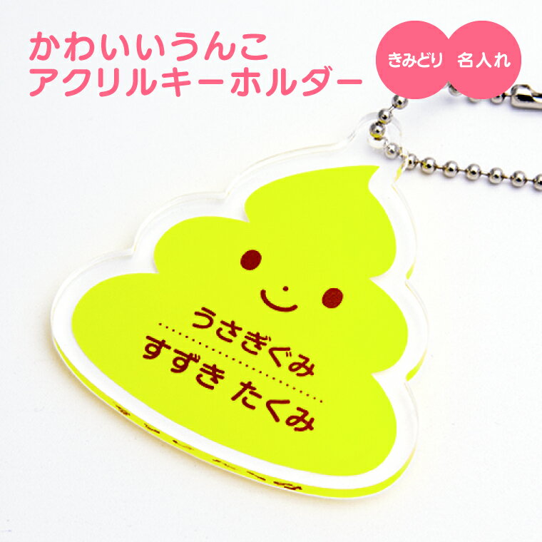 【1000円以上で送料無料】【 写真 名入れ 対応 】かわいい！ うんこ アクリル キーホルダー （きみどり） 《オリジナル 名札 バッグタグ おもしろ メッセージ 面白 名前入れ うんち おしゃれ たのしい 父の日 母の日 七五三 節句 入園 入学 卒業 卒団 》