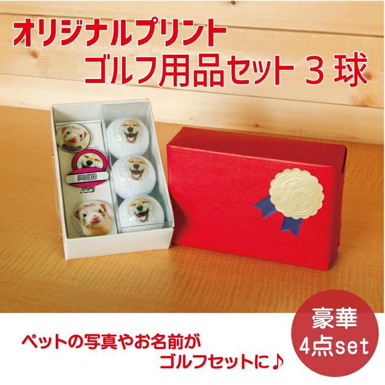 【1000円以上で送料無料】【 写真 名入れ 対応 】大好きな ペット の写真で作る オリジナル ゴルフ用品セット （ 複数デザイン対応 / 3球 ）《名入れ 文字入れ メッセージ対応 おもしろ ゴルフ ギフト おしゃれ かわいい 父の日 母の日 七五三 節句 入園 入学 卒業 卒団 》