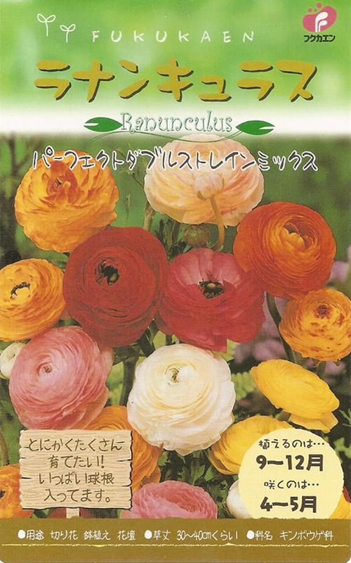 【球根】ラナンキュラスパーフェクトダブルストレイン混合　5球入り