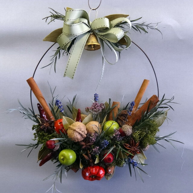 オリジナル クリスマスリース！X'mas 新バスケットハーブスパイシーリース