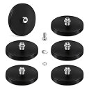 マグネット 丸型 6個 台座 ネオジム磁石 ラバーコーティング 選べる3サイズ 強力磁石 M6ネジ付き スタッド付き ネオジム磁石ベース ツール、LED作業灯、カメラ (6, M6/66mm)