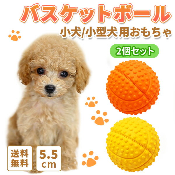  犬用 ボール 2個 セット ゴム バスケ 甘い ペット わんちゃん グッズ おもちゃ 玩具 音の出るおもちゃ 噛むおもちゃ ペット用品 運動不足 ストレス解消 歯磨き 子犬 小型犬 ペットグッズ デンタルケア