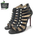 【SALE】 Christian Louboutin クリスチャン・ルブタン サンダル グラディエーター レザー ブラック #35 ハイヒール シルバースタッズ...