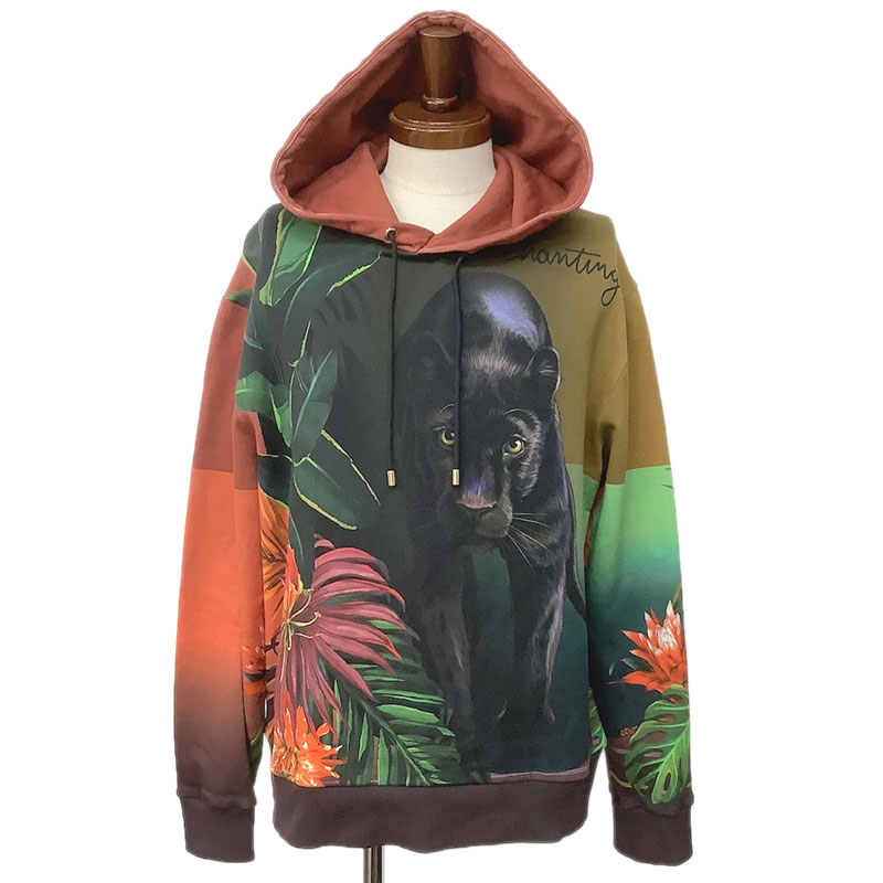 ETRO エトロ パンサープリント パーカー コットン マルチカラー #XL 黒豹 花 フラワー ジャングル フー..
