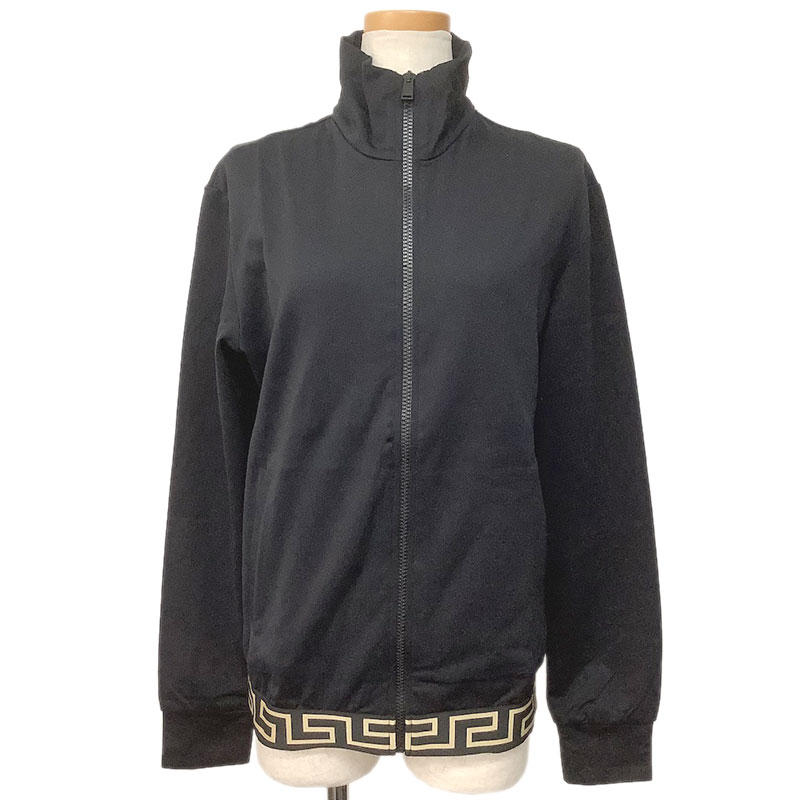 VERSACE ヴェルサーチ ジップアップ トレーナー コットン ナイロン ブラック ゴールド #2 AGD01001/AC0..