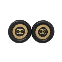 CHANEL シャネル ココマーク イヤリング レザー GP ブラック ゴールド ラウンド ココマーク CCマーク 【中古】